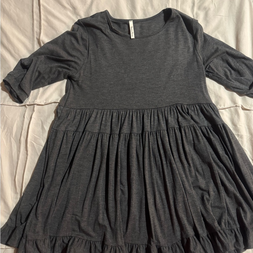Beeson River Gray Ruched Tiered Sundress